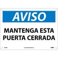 National Marker Co Spanish Plastic Sign - Aviso Mantenga Esta Puerta Cerrada SPN2RB